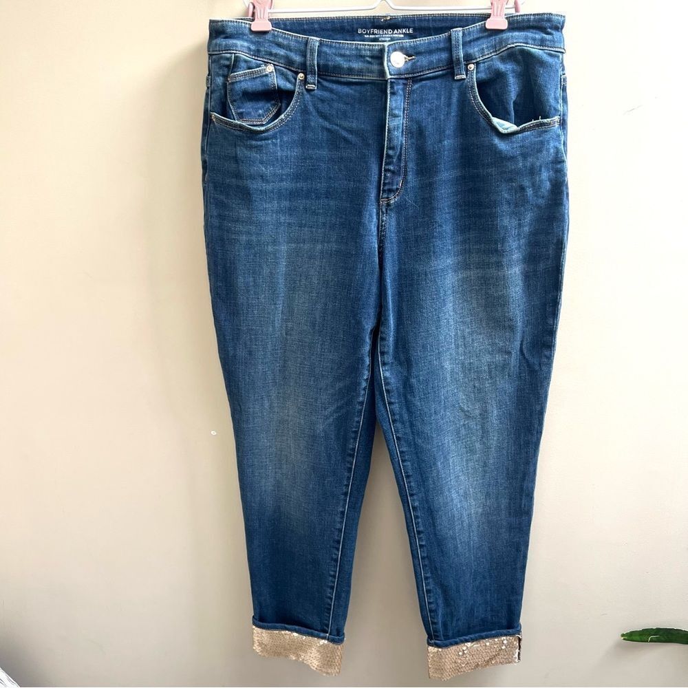 Chicos Denim ankle Jeans with sequined cuff size 10 ( 1.5)